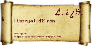 Lisznyai Áron névjegykártya